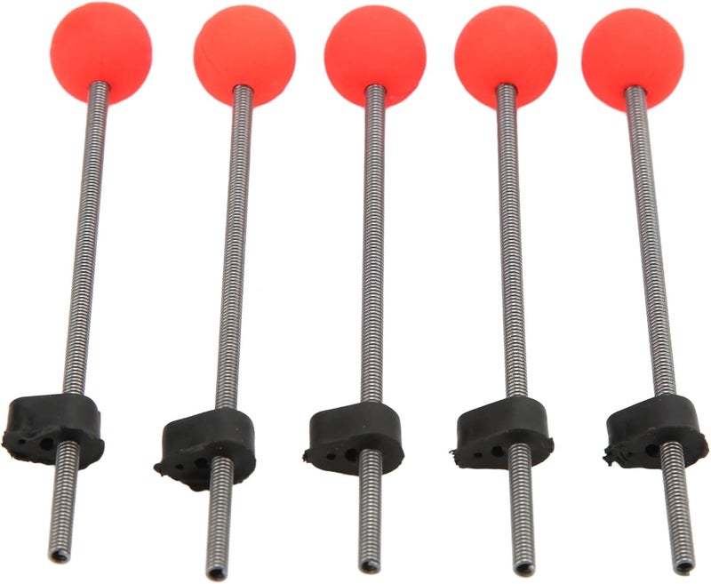 Phefop Mini Winter Ice Fishing Rod Tip Portable Stainless Steel Red Ball Spring Suitable for Fishing in Various Scenes 5PCS - Image 1